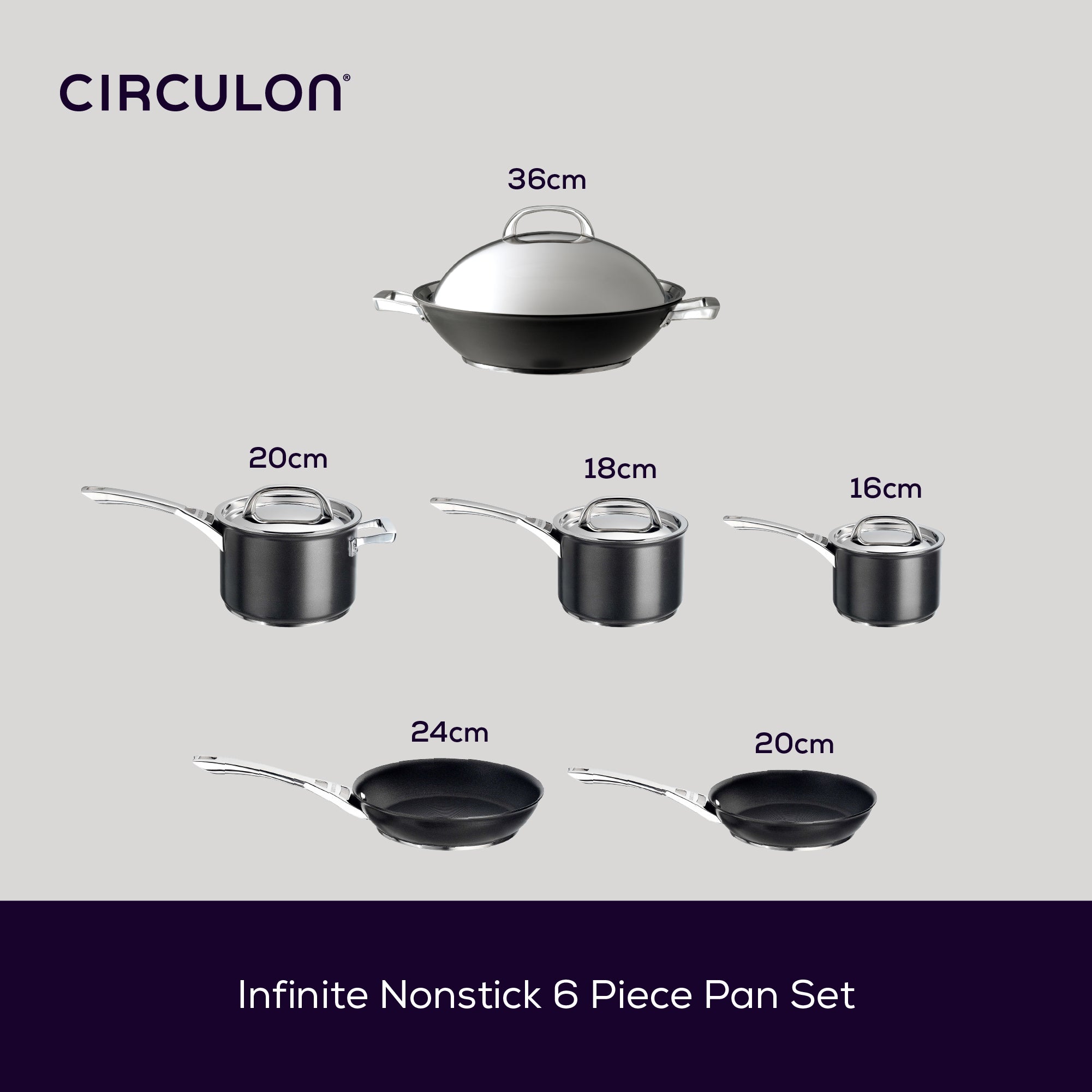 Infinite Non-Stick Induction Skillet, Saucepan & Wok Pan Set - 6 Pieces - Image 5