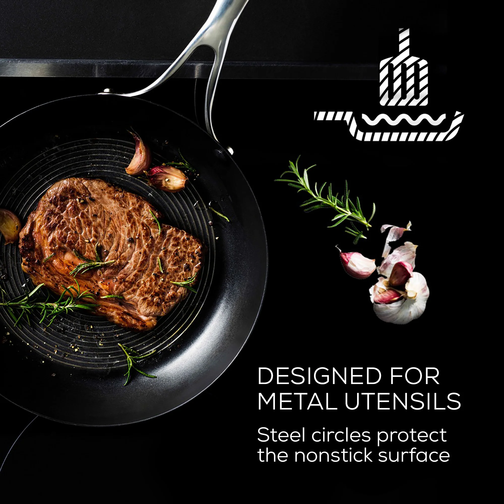 SteelShield™ Polished Stainless Steel Hybrid Non-Stick Twin Skillet Set - 22cm & 25cm - Image 5